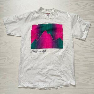 Vintage Mens T-Shirt Medium White Breckenridge Single Stitch Ski Snow Colorado